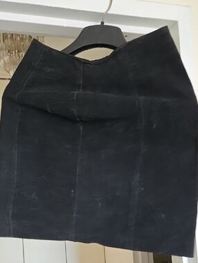 Black Suede Mini Skirt with Panel Detailing